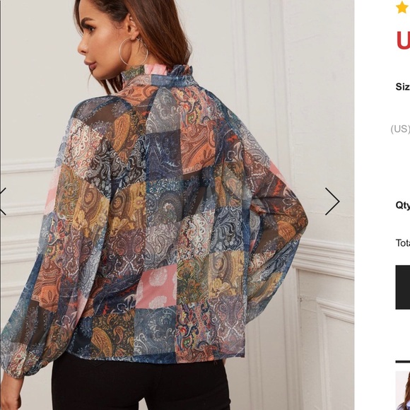 Sheer colorful boho blouse - Picture 5 of 7